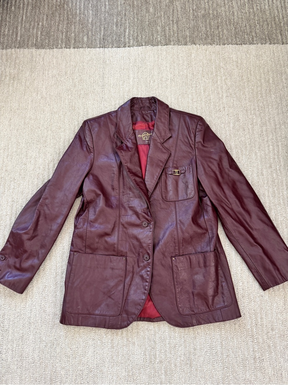 Etienne Vintage Aigner Burgundy Leather Blazer Jacket
